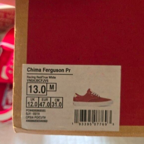 Vans Chima Ferguson Pro Men Size 13 Racing Red White Ultracush  032026 - Picture 8 of 8